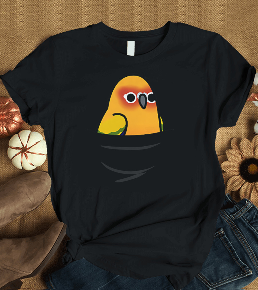 Pocket Bird Range Sun Conure Cartoon Parrot Fun Fashion T-Shirt