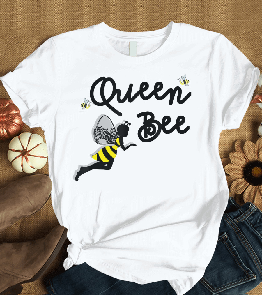 Queen Bee Beekeeping Lover Fairy Silhouette Flying Insects T-Shirt