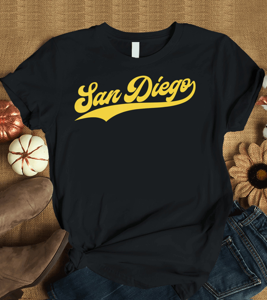 San Diego Baseball Cali Pride Padre Vinta Script T-Shirt