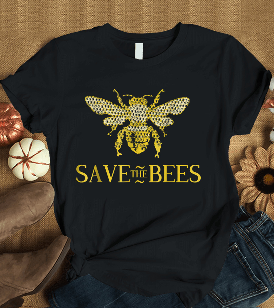 SAVE THE BEES Honeycomb Distressed Bee T-Shirt