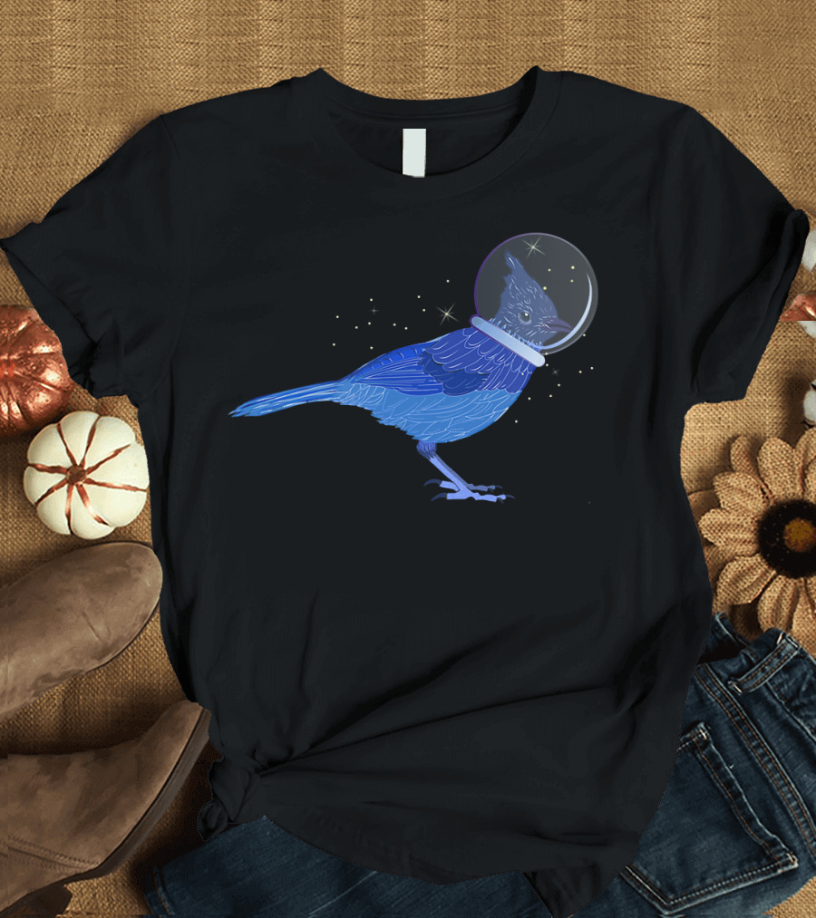 Stellar Jay Space Bird Funny Cle Helmet Stars Bird T-Shirt