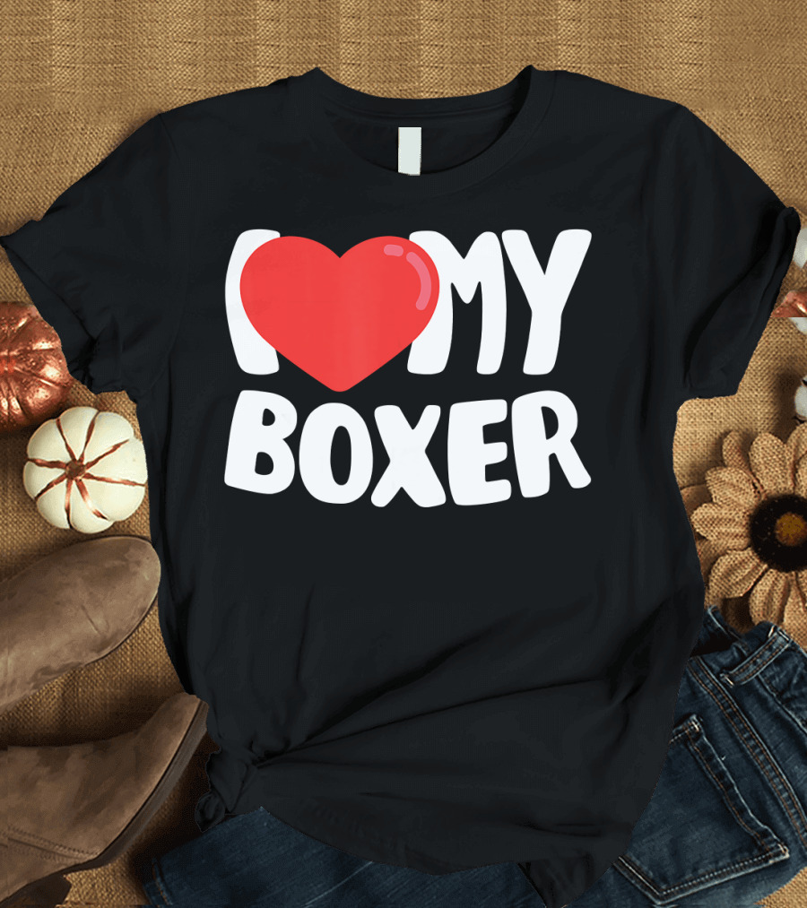 I Love My Boxer Heart Design for Dog Lovers T-Shirt