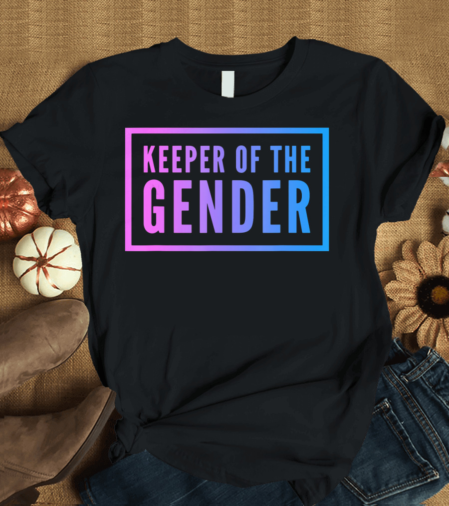 Keeper Of The Gender Pink and Blue Gradient Border T-Shirt