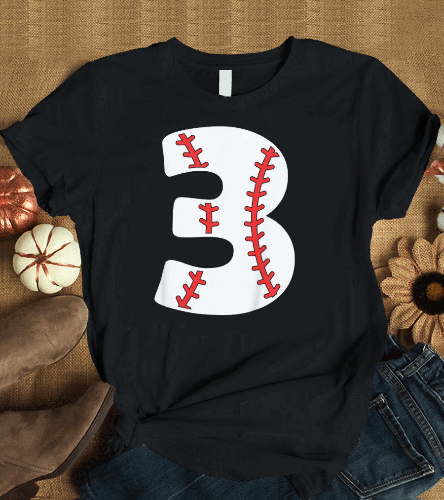 3 Year Old Baseball Birthday Kids T-Shirt