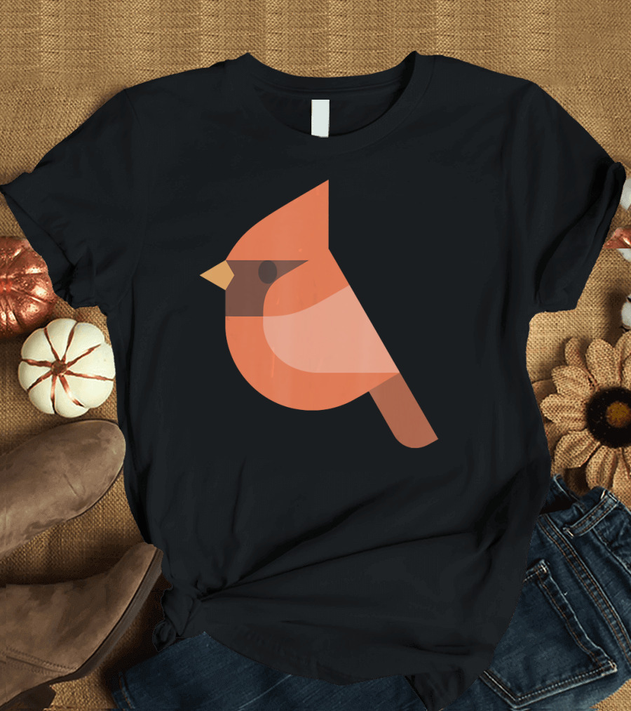Cardinal Bird Cartoon Icon Geometric T-Shirt