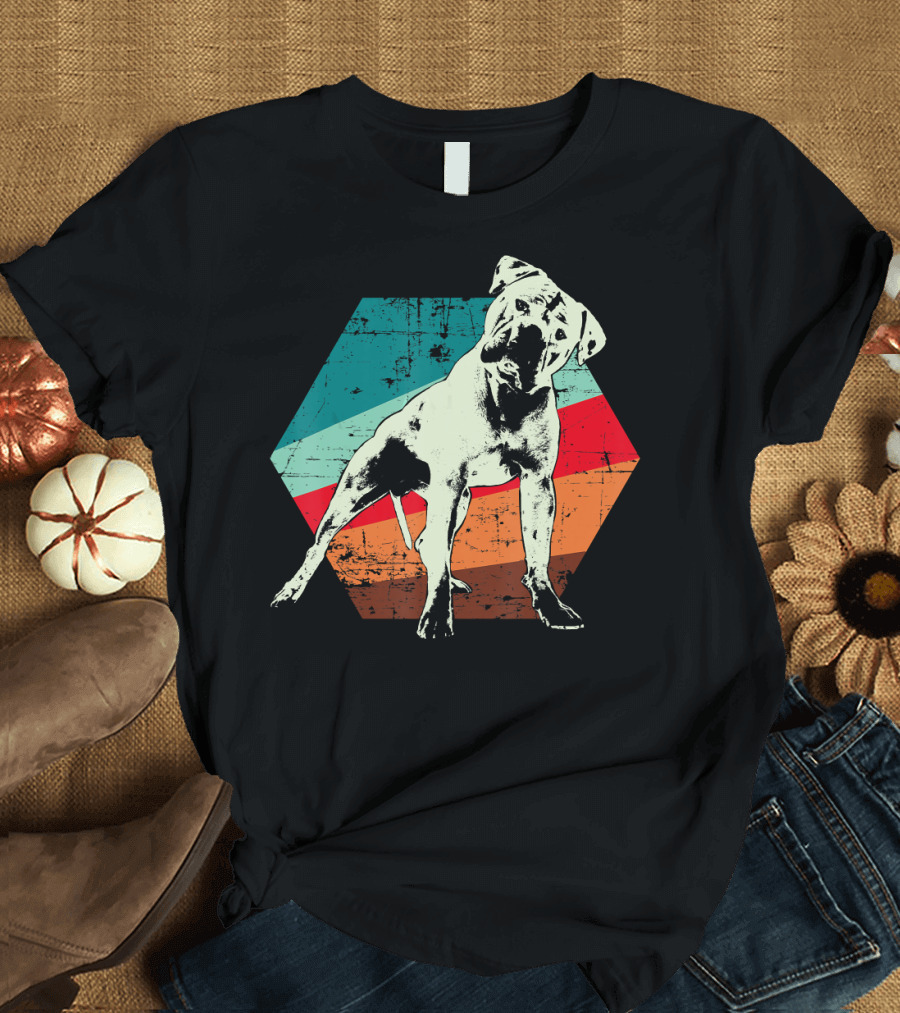 Vintage American Bulldog Retro Hexagon T-Shirt