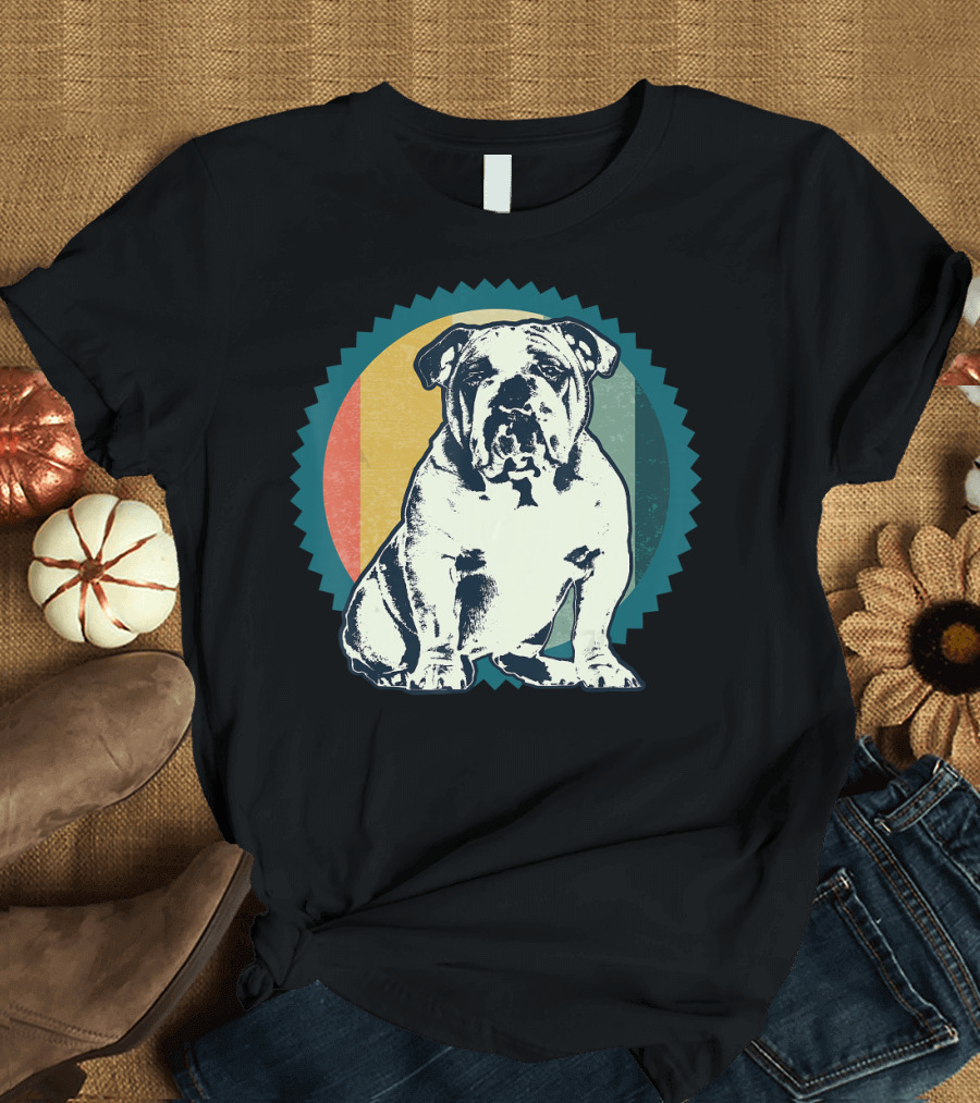Classic Vintage English Bulldog Retro Colors T-Shirt