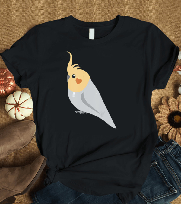 T-Shirt: Cockatiel with Heart for Bird Lovers Parakeet T-Shirt Cockatiel with Heart for Bird Lovers Parakeet T-Shirt
