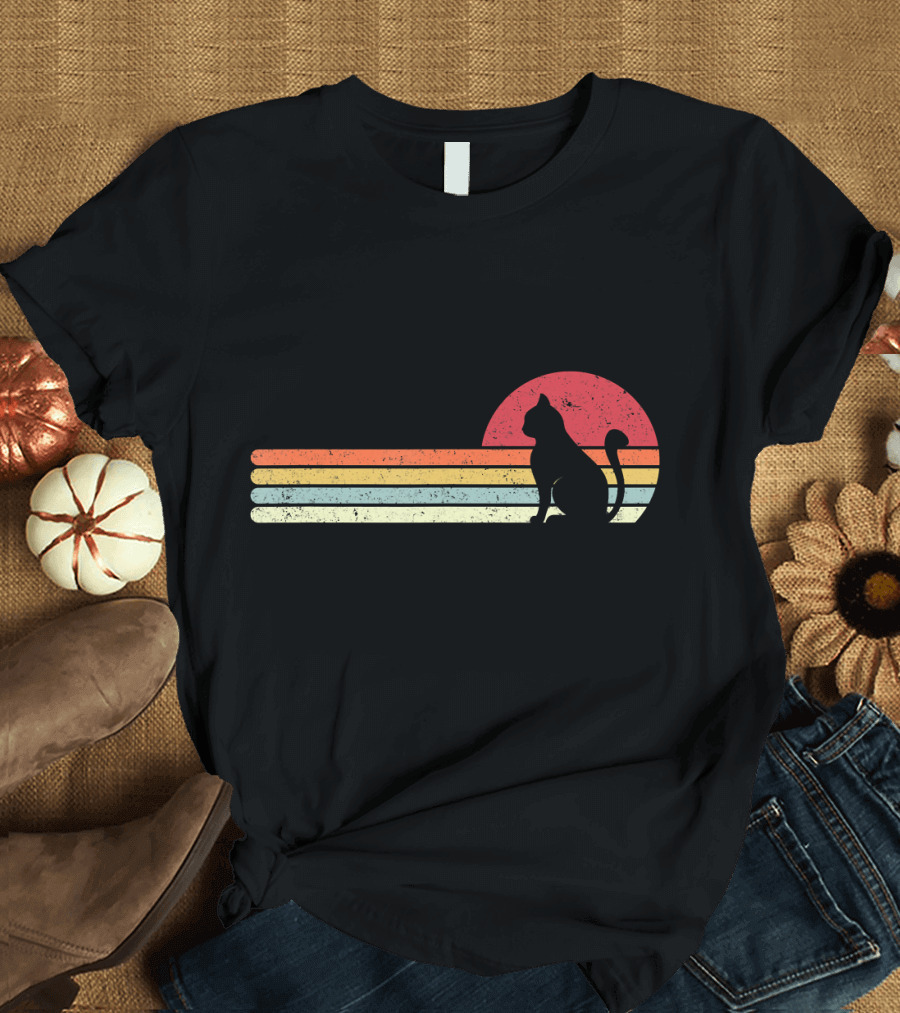 Cat Retro Sunset T-Shirt