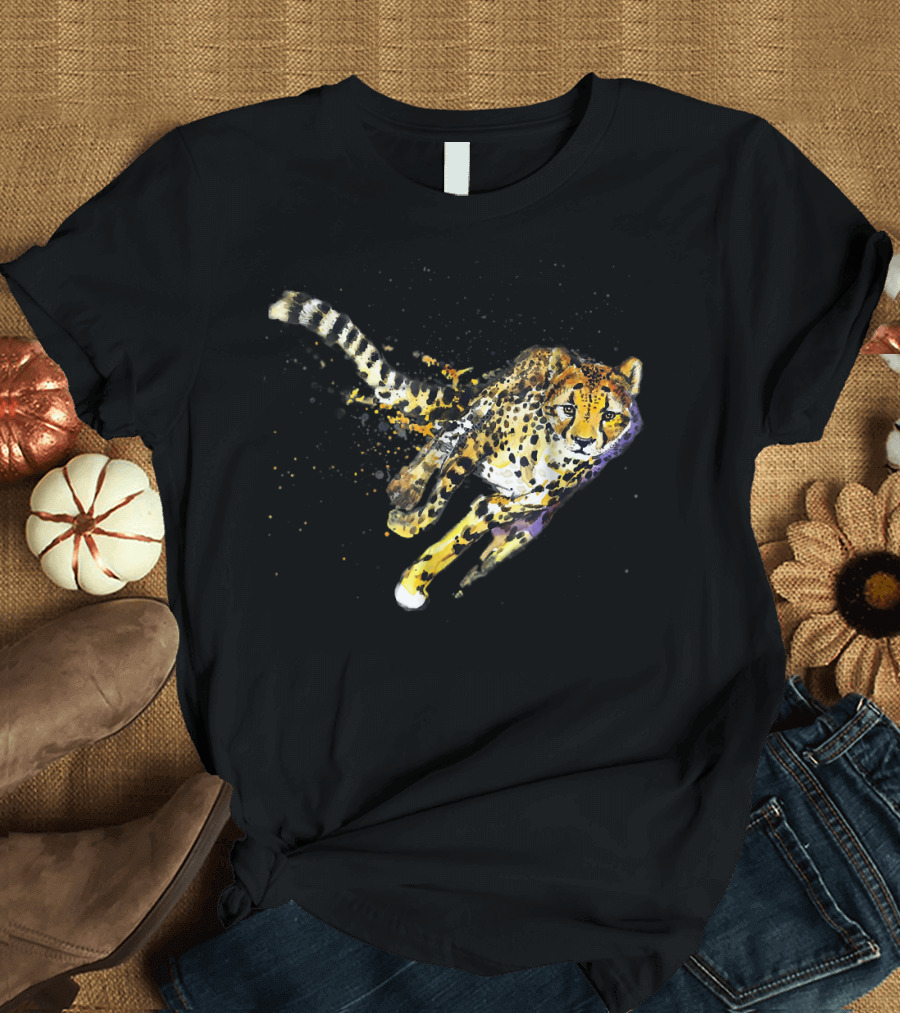 Cheetah Cool Running Cheetah Dynamic Watercolor T-Shirt