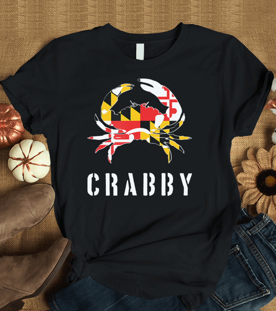Crabby Maryland State Flag Blue Crab T-Shirt