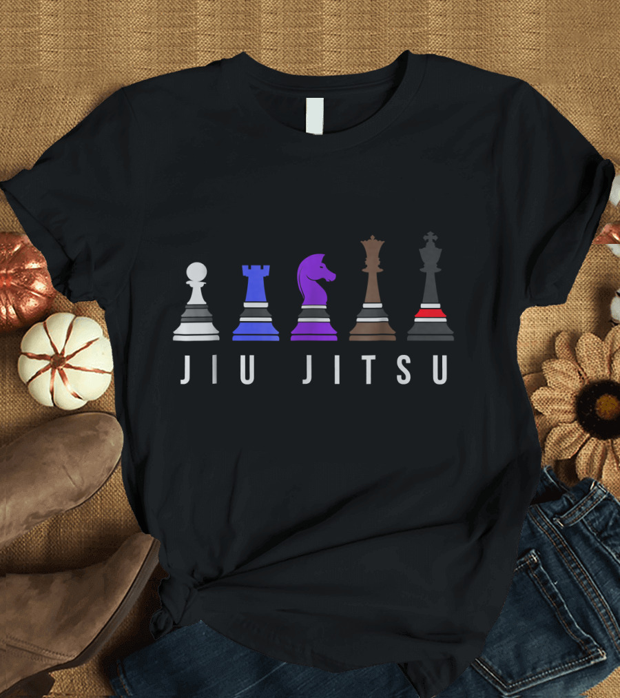 Jiu Jitsu Chess Pieces Knight Rook Pawn King Queen T-Shirt