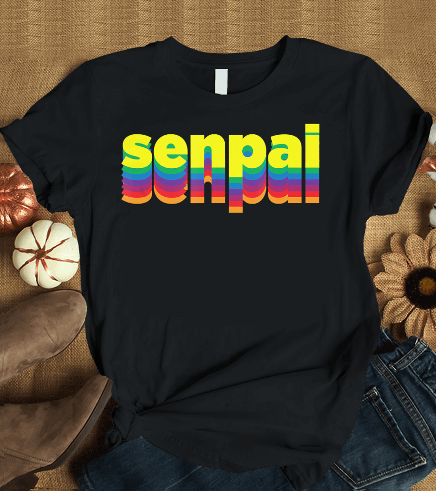 Senpai Anime Fan Rainbow Colors Teen T-Shirt