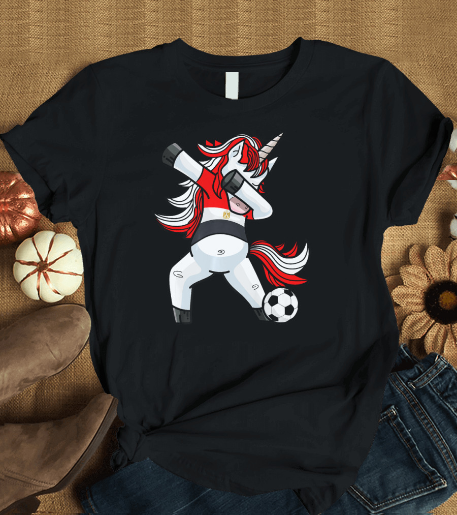 Dabbing Soccer Unicorn Egypt Jersey Football Flag T-Shirt