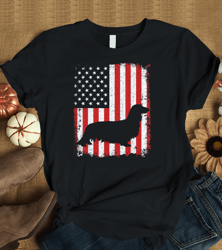 Dachshund 4th of July Patriotic American Flag T-Shirt