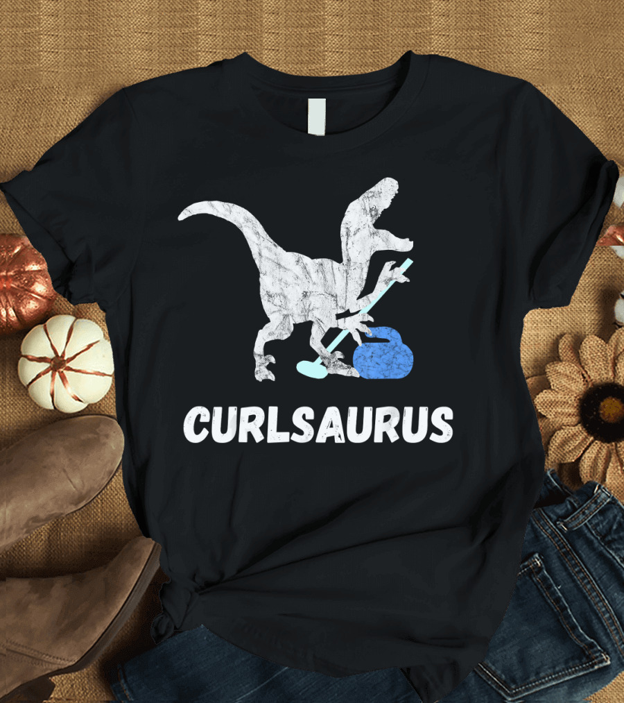 Curlsaurus Dinosaur Curling Rex Winter Sport T-Shirt