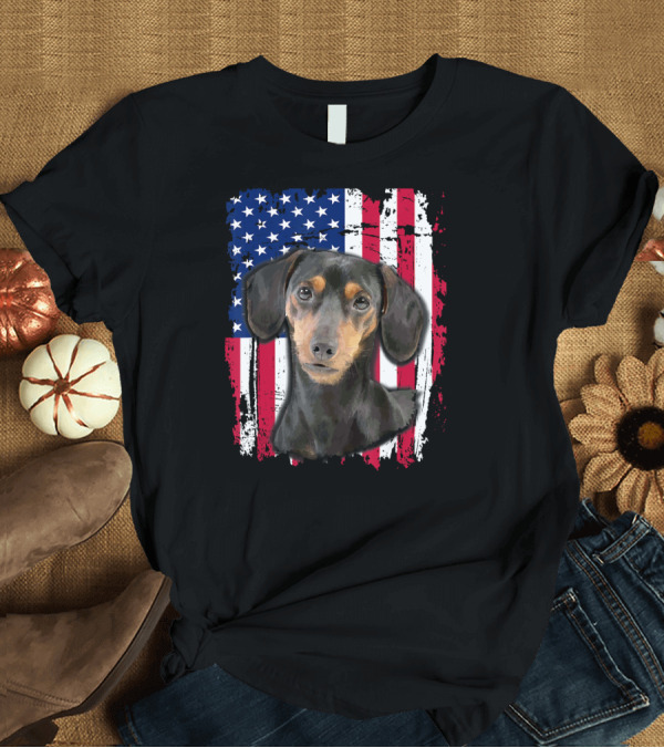 T-Shirt: Dachshund American Flag Independence Day 4th of July T-Shirt Dachshund American Flag Independence Day 4th of July T-Shirt