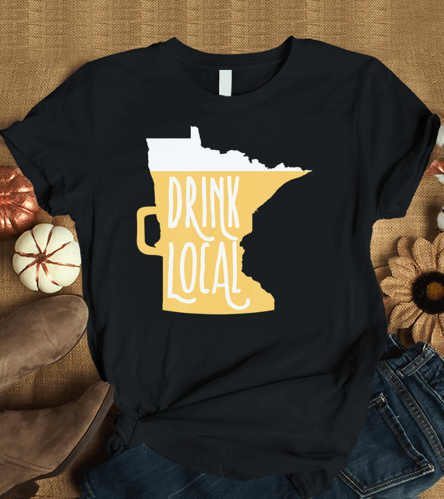DRINK LOCAL MINNESOTA CRAFT BEER MUG STATE SHAPE T-Shirt