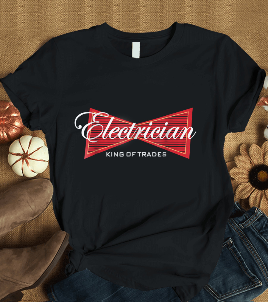 Electrician King of Trades with Red Bowtie Concept T-Shirt
