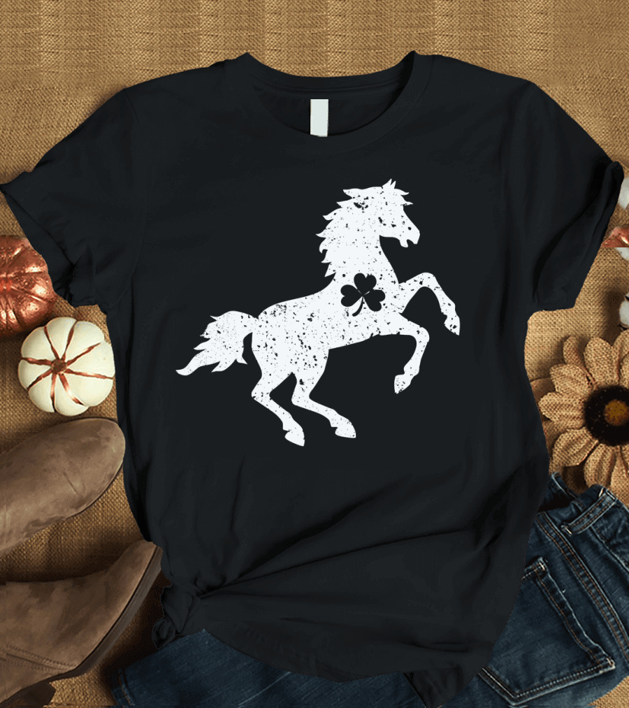 Equestrian Horse Lover Riding Shamrock Horse T-Shirt