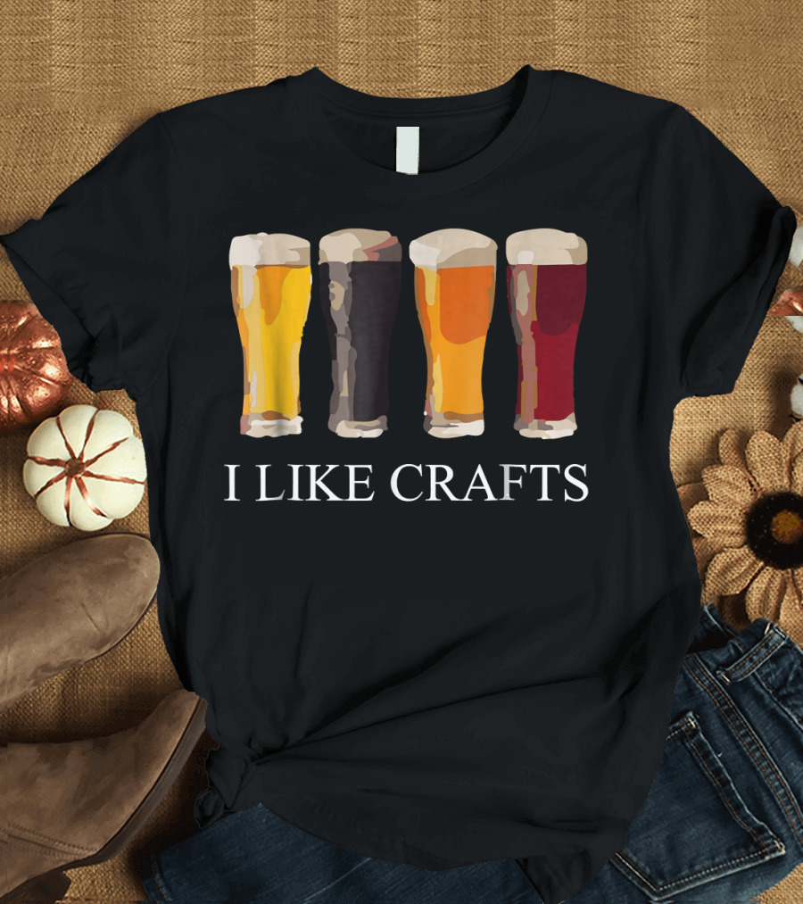 Beer Drinking I Like Crafts with Four Glasses T-Shirt