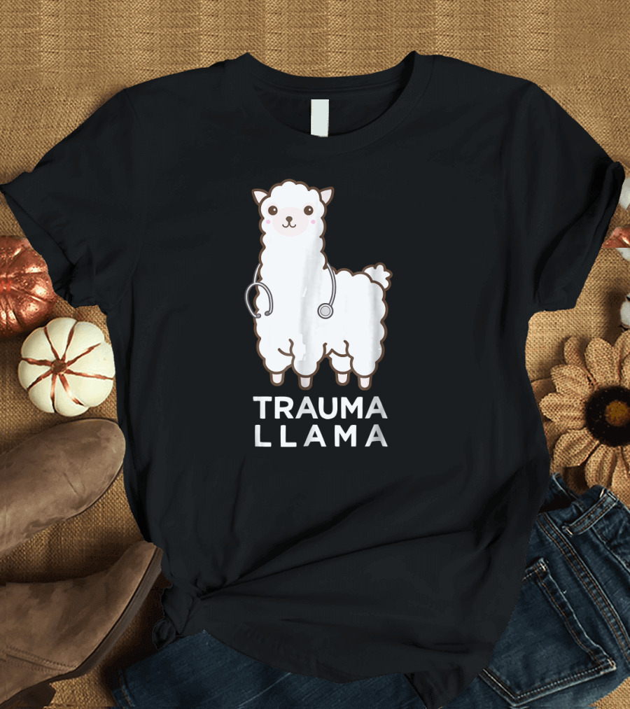 Llama Doctor No Trauma Llamas Funny Trauma Llama T-Shirt