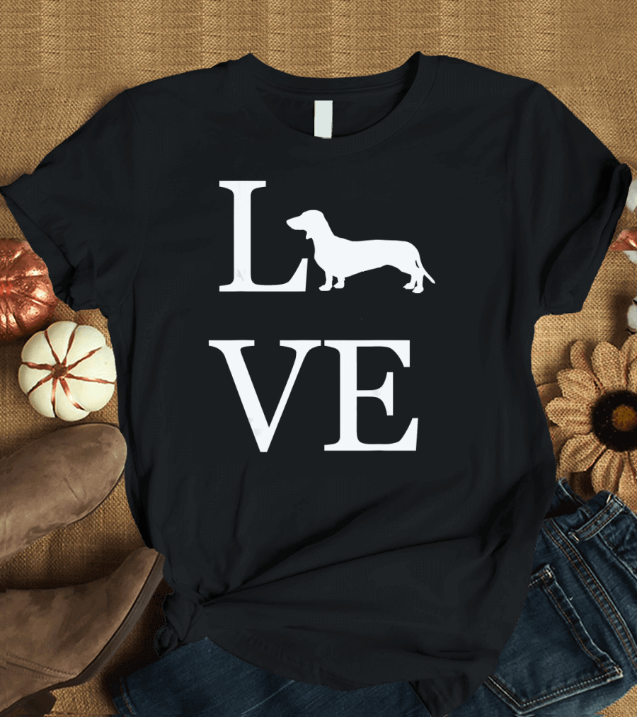 Love Dachshund Doxie Dog Silhouette Pet T-Shirt