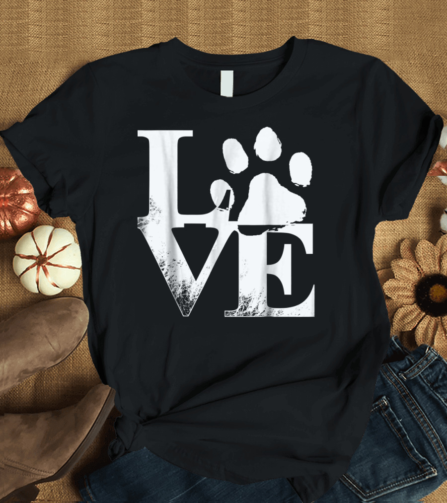Love Dogs Paw Heart LVE Paw Prints T-Shirt