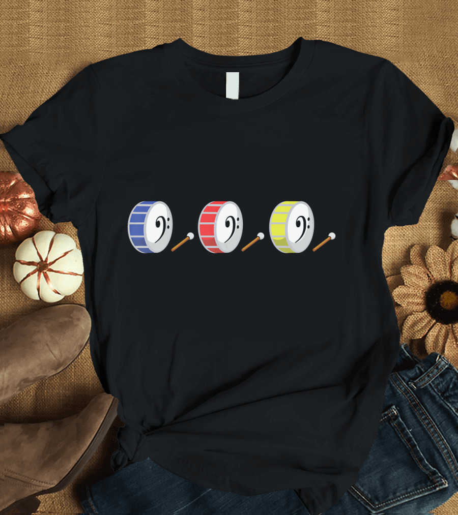 Marching Band Bass Drum Blue Red Yellow Trio T-Shirt