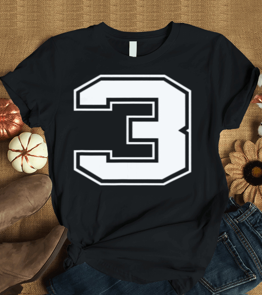 Number 3 Baseball Football Soccer Sports Jersey Number T-Shirt