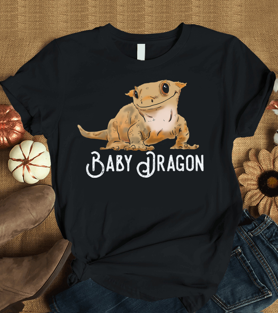 Smiling Baby Dragon Crested Gecko Cute Crestie T-Shirt