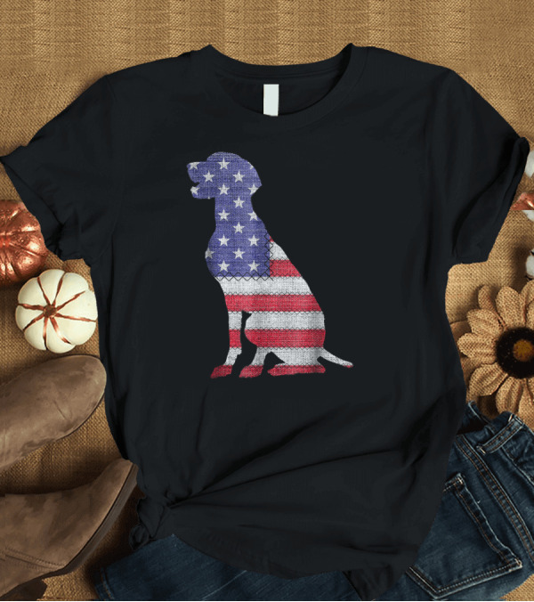 T-Shirt: Patriotic Weimaraner Labrador American Flag Dog T-Shirt Patriotic Weimaraner Labrador American Flag Dog T-Shirt