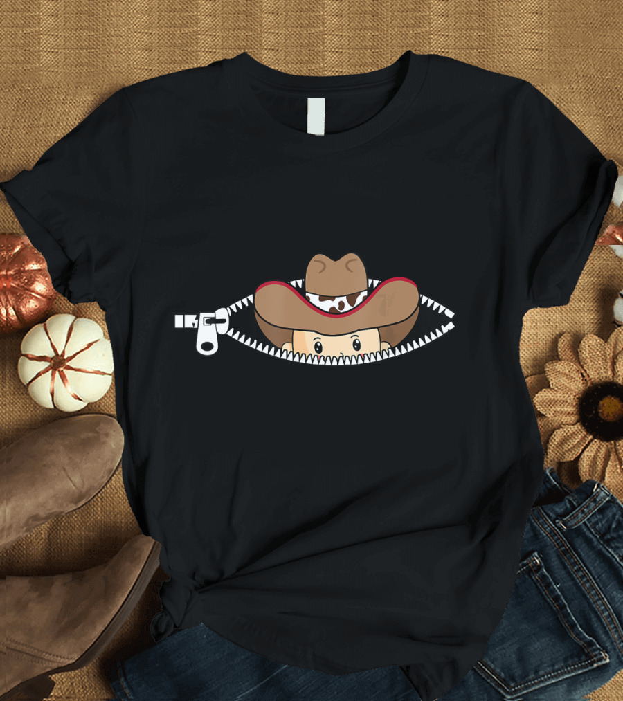 Peeking Baby Cowboy Pregnancy Announcement Zipper T-Shirt