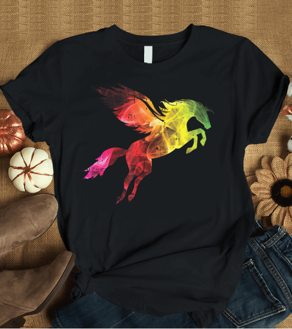 T-Shirt: Vibrant Rainbow Pegasus Unicorn Horse T-Shirt Vibrant Rainbow Pegasus Unicorn Horse T-Shirt