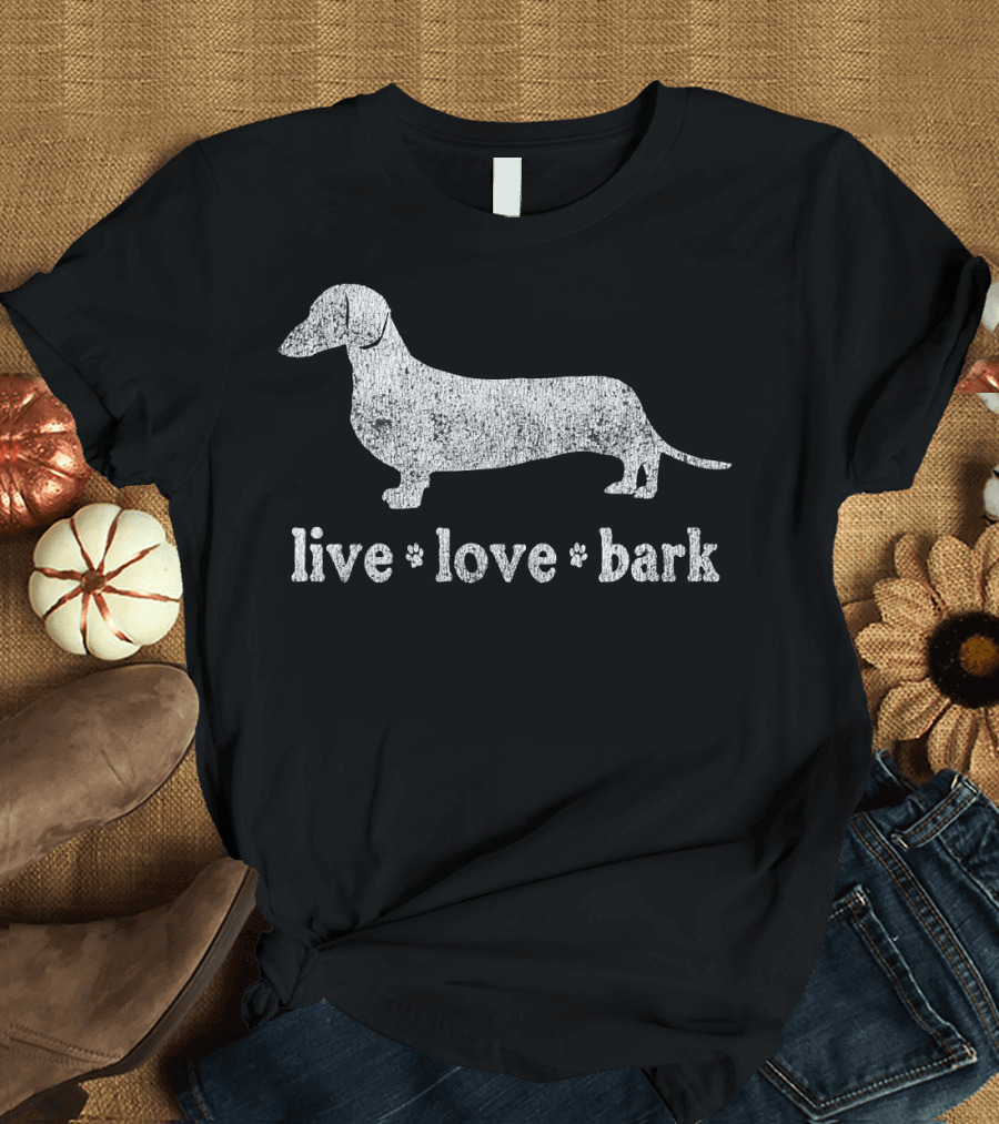 Retro Live Love Bark Dachshund T-Shirt