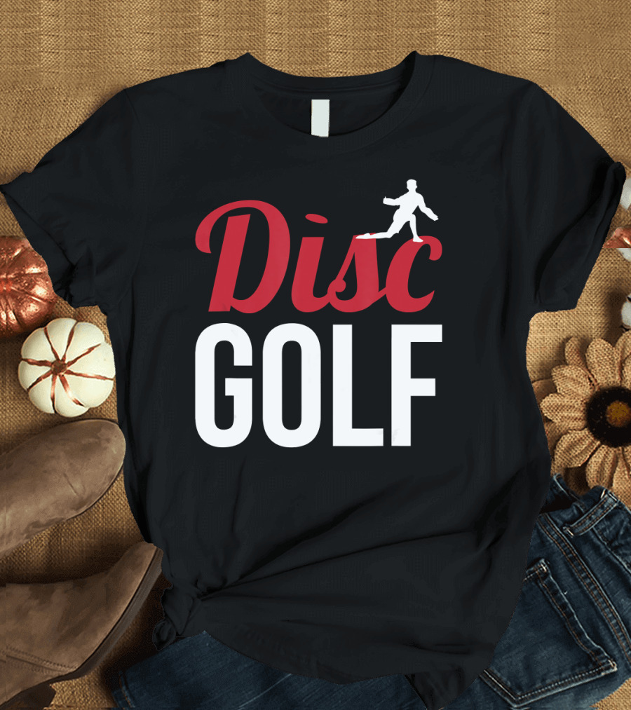 Retro Disc Golf Player Silhouette Frisbee Golf T-Shirt