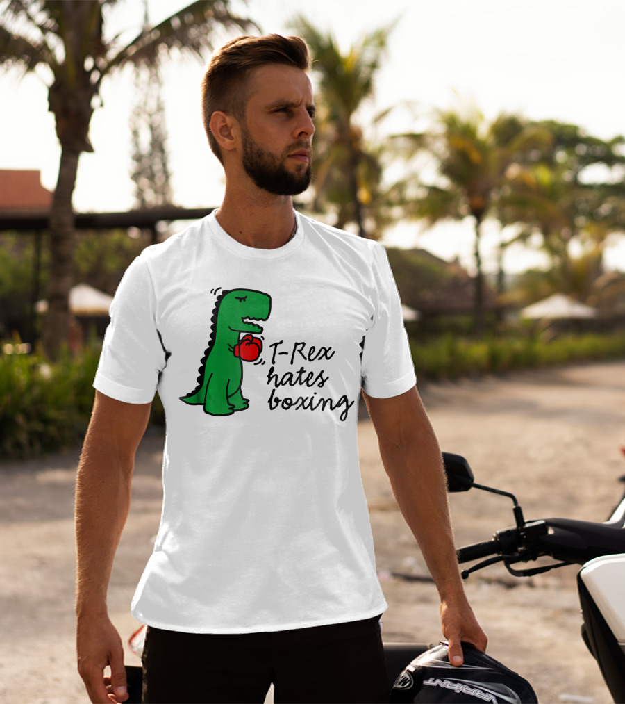 T Rex Hates Boxing Dinosaur With Red Boxing Glove T-Shirt