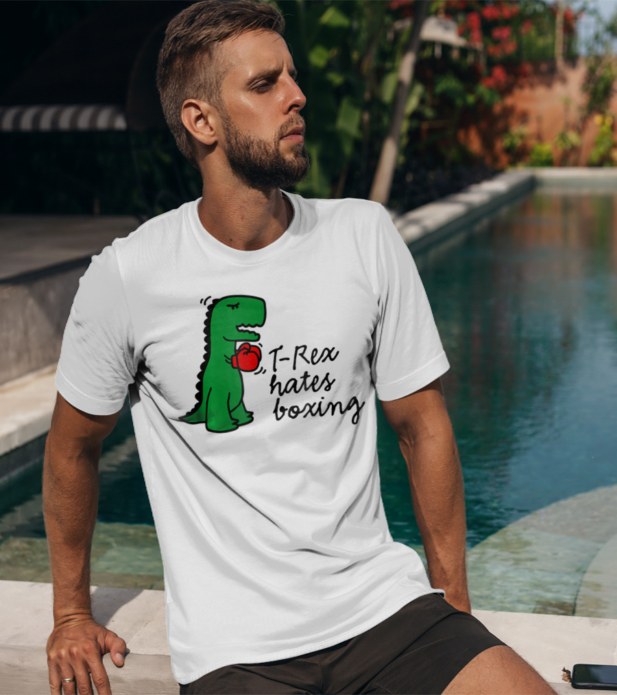 T Rex Hates Boxing Dinosaur With Red Boxing Glove T-Shirt