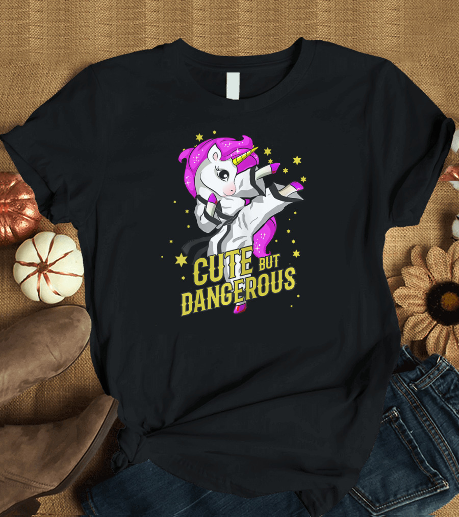 Cute But Dangerous Unicorn Martial Arts Taekwond Girl T-Shirt