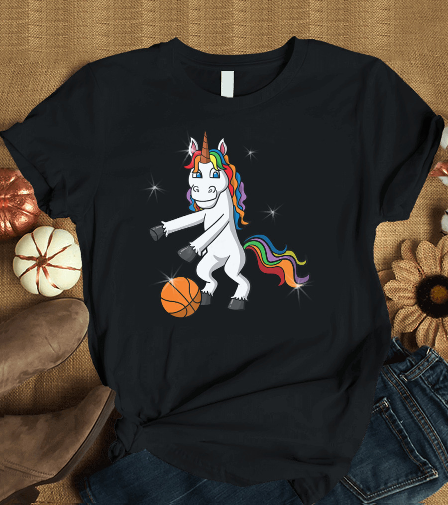 Unicorn Girls Women Floss Like Dancing Basketball T-Shirt