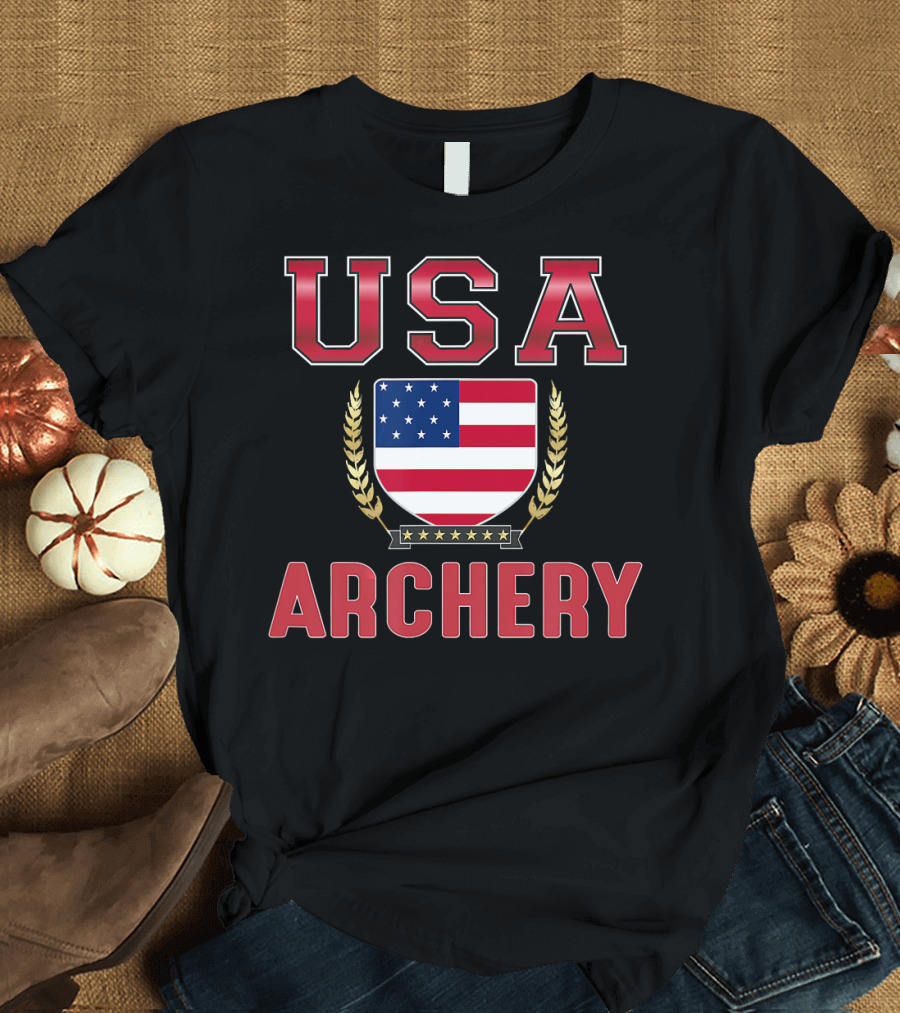 USA Archery Shield with Stars and Stripes Emblem T-Shirt