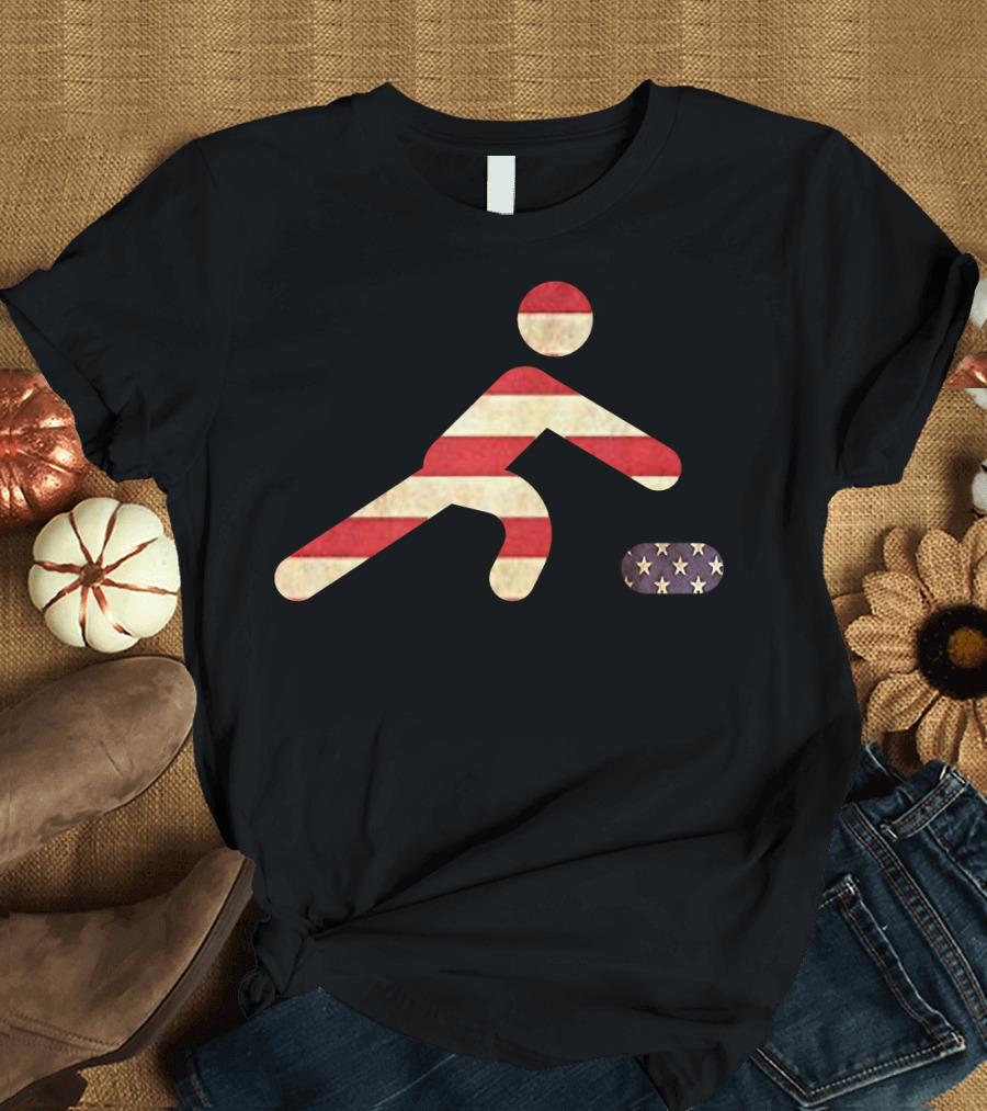 USA Funny Flag Curling American Fan Sports T-Shirt
