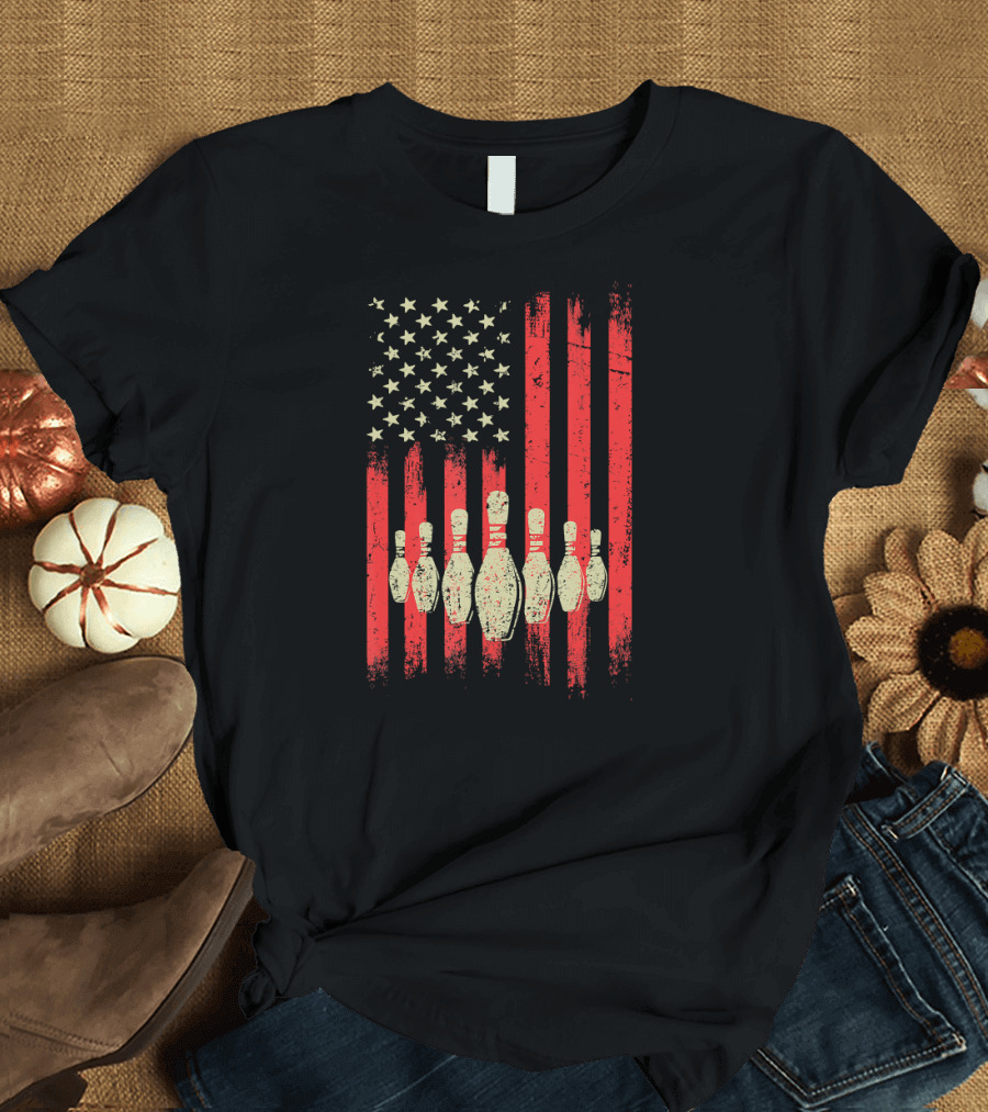 Vintage American Flag Bowling Pins Classic T-Shirt