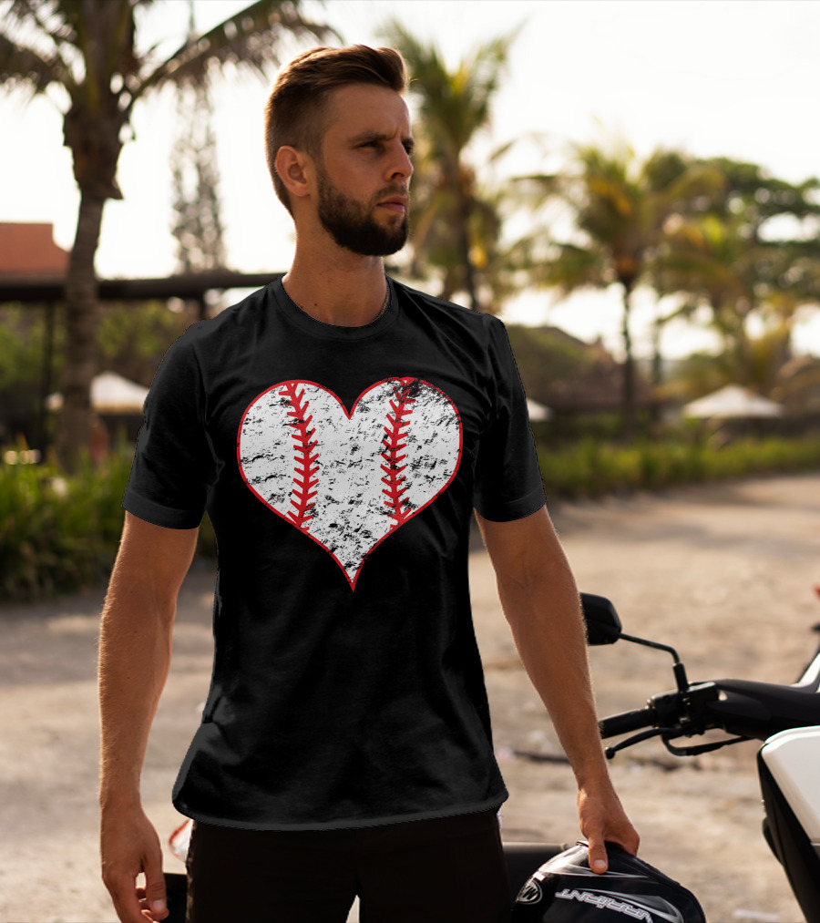 Vintage Heart Shaped Baseball Love T-Shirt