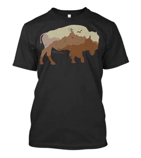 Vintage Bison Mountains Eagle Outdoor Cetanluta T-Shirt