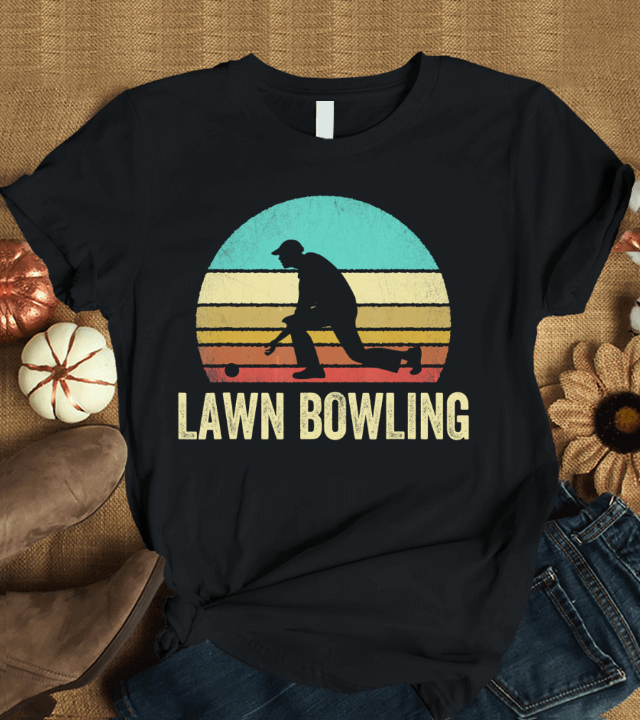 Vintage Lawn Bowling Silhouette at Sunset T-Shirt
