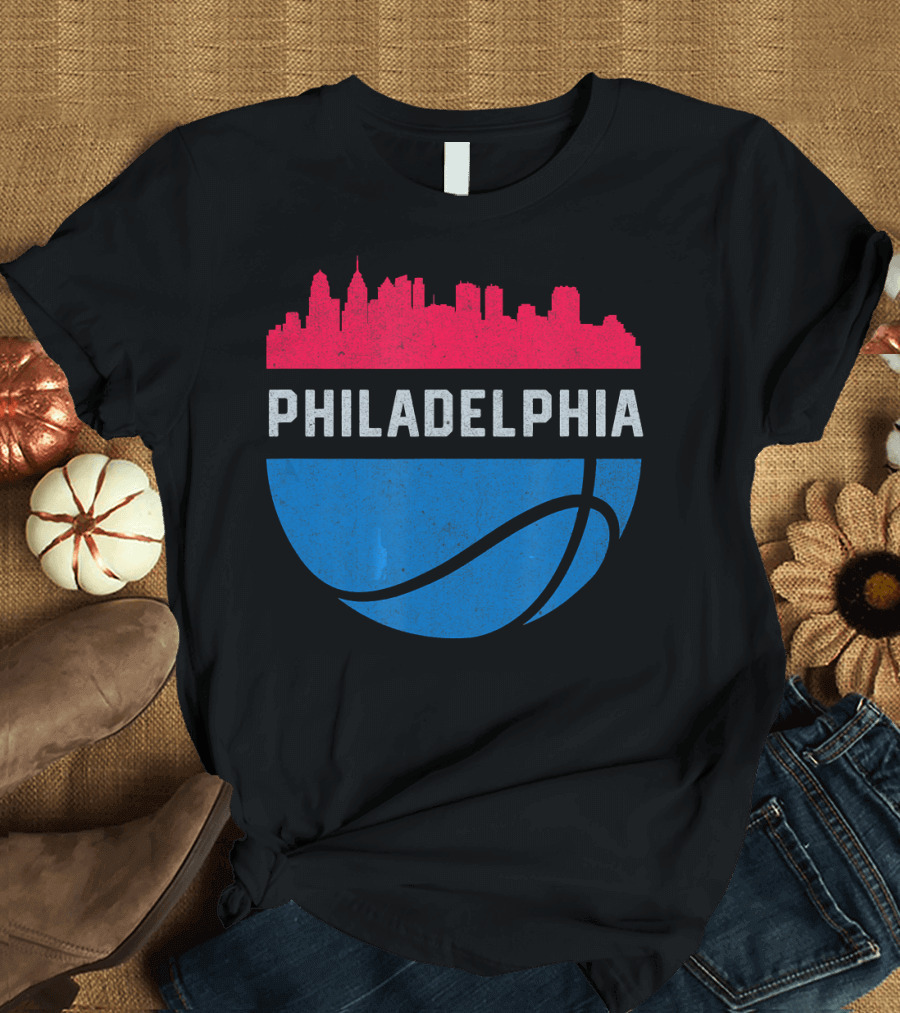 Philadelphia Cityscape Basketball T-Shirt