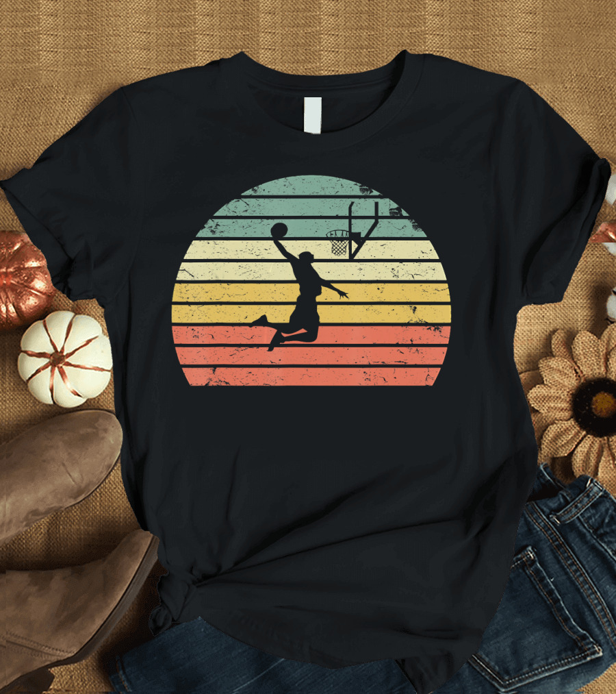 Vintage Basketball Dunk Sunset Retro T-Shirt