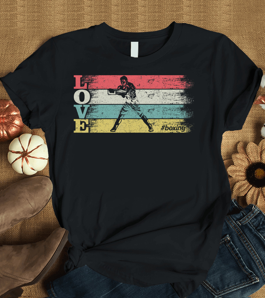LOVE Vintage Boxing Stripes #boxing T-Shirt