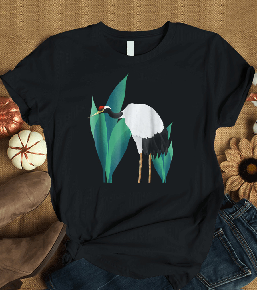 White Bird Snow Crane ing Shan Shu Amidst Greenery T-Shirt